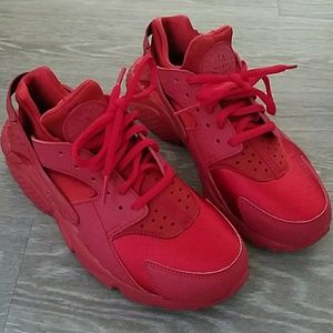 Red huarache sneakers